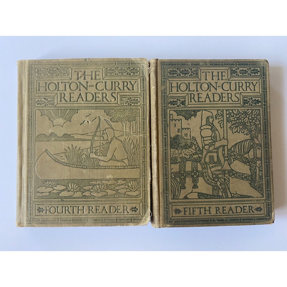 Lot Set of 2 Antique The Holton-Curry Fourth and Fifth Readers 1914 Rand McNally